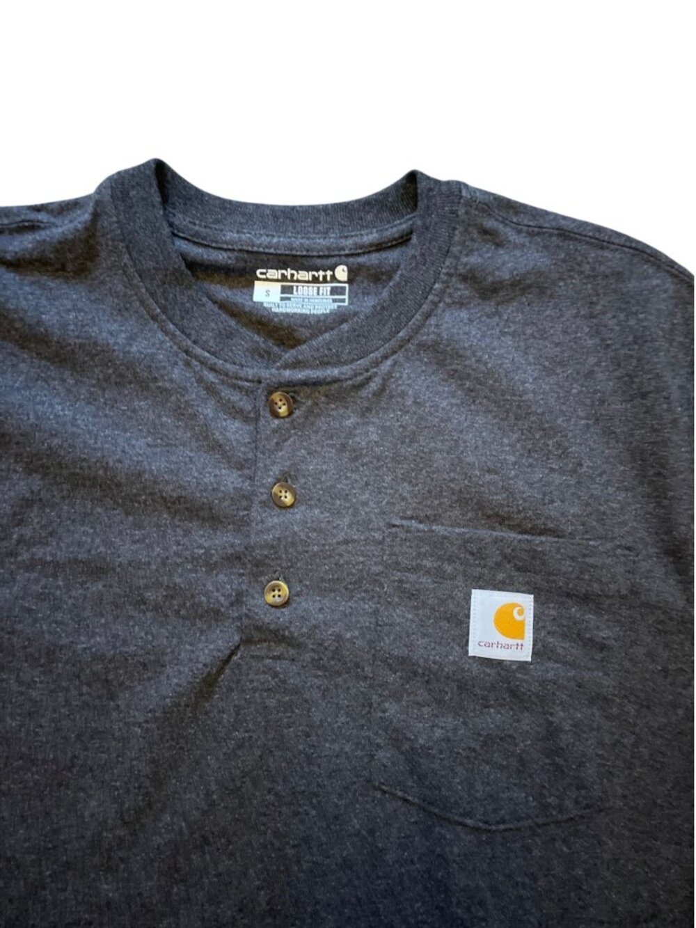 Carhartt Men's Heavyweight Loose Fit Short-Sleeve Pocket Henley T-Shirt SZ S - Picture 3 of 7